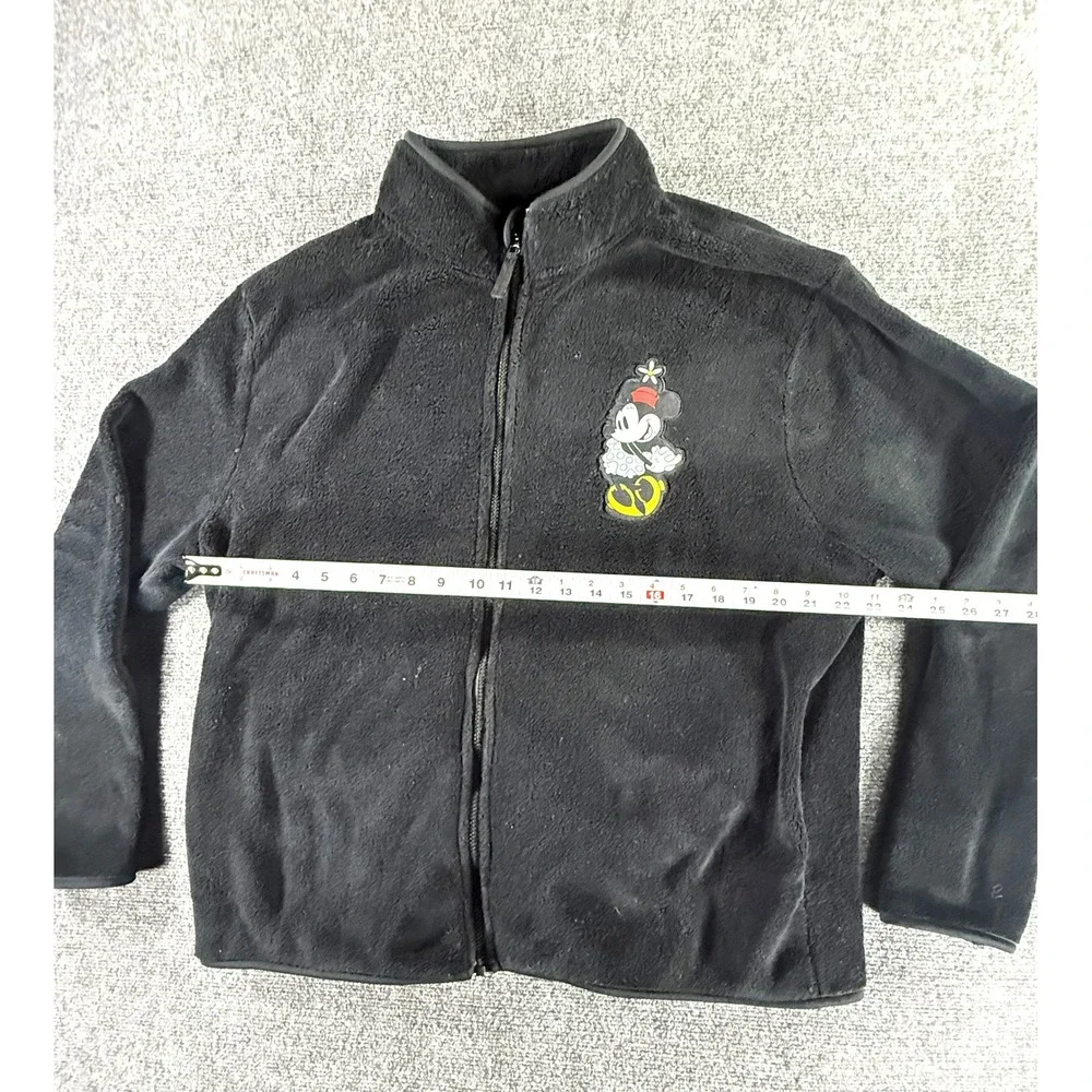 Disney Minnie Mouse Full Zip Fleece Jacket Black Womens XXL Mock Neck Coat